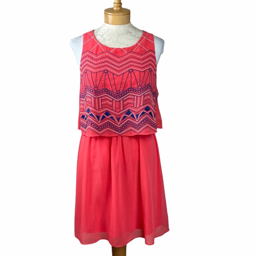 Entro Sleeveless Chiffon Stitched Design Dress S